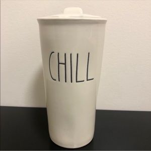 Rae Dunn By Magenta CHILL Large Letter Ceramic Travel Tumbler Mug coffee cup NEW